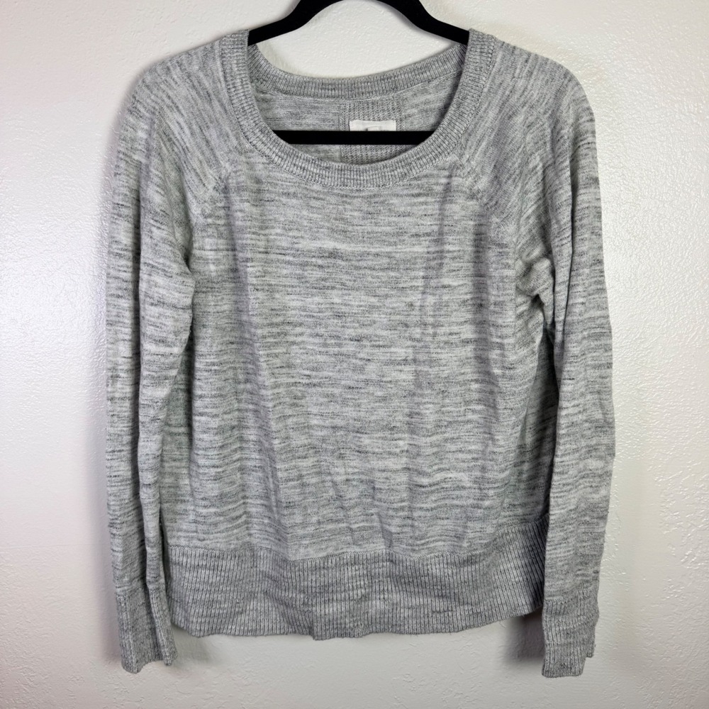Lou & Grey Women's S Marled Grey Raglan Knit Top Loungewear Cozy Elevated